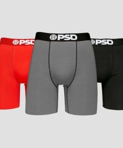 PSD Underwear 7" Cotton 3-Pack - Red/Grey/Black CORE BASICS