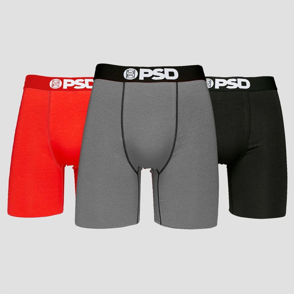 PSD Underwear 7" Cotton 3-Pack - Red/Grey/Black CORE BASICS 1 PSD Underwear 7" Cotton 3-Pack - Red/Grey/Black CORE BASICS