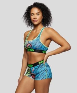 PSD Underwear Warface Neon Cats Blue Sports Bra