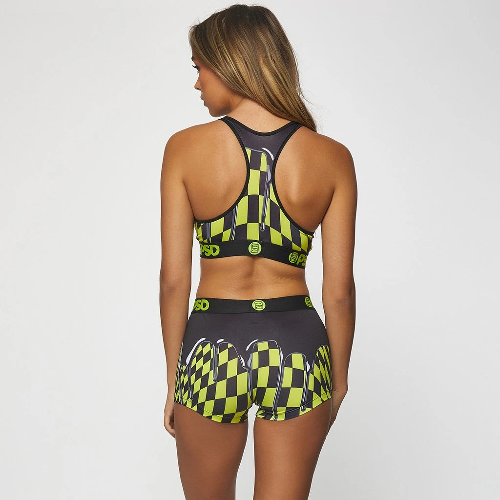 PSD Underwear Neon Drip Check Sports Bra PSD Underwear Neon Drip Check Sports Bra
